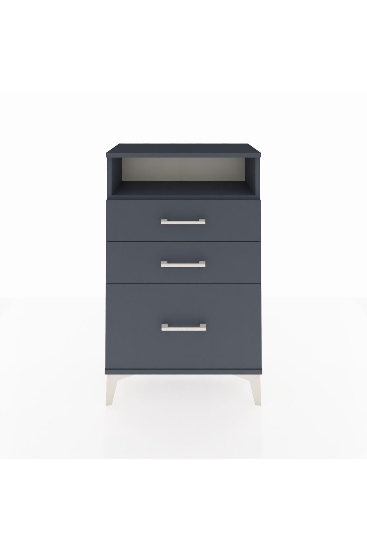 Arges Komodin Tek Raflı 3 Çekmeceli 60x30x96 Antrasit-Antrasit