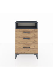 Arges Komodin Tek Raflı 3 Çekmeceli 60x30x96 Antrasit-Çam