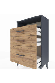 Arges Komodin Tek Raflı 3 Çekmeceli 60x30x96 Antrasit-Çam