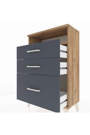 Arges Komodin Tek Raflı 3 Çekmeceli 60x30x96 Çam-Antrasit
