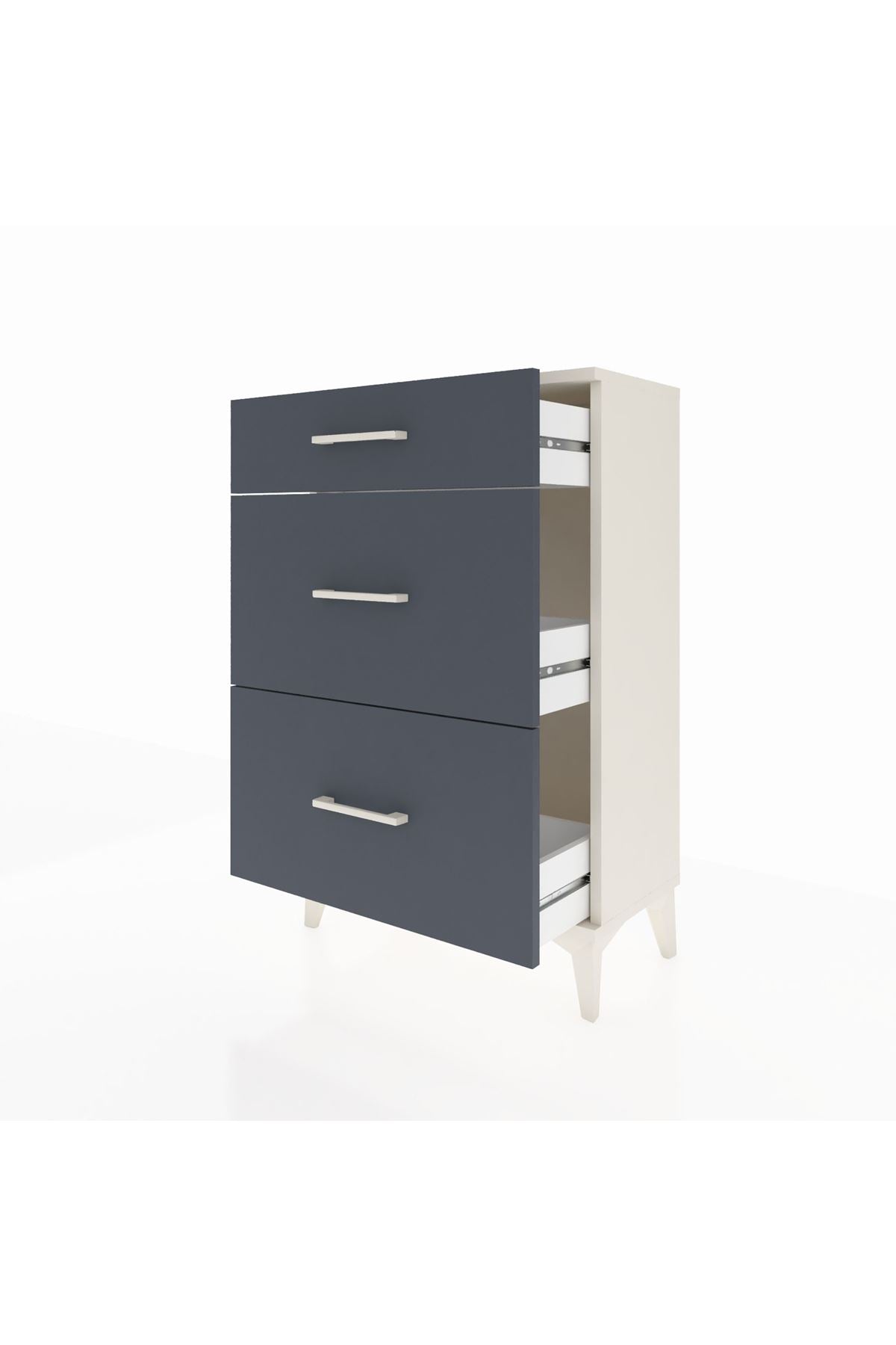 Arges Komodin 3 Çekmeceli 60x30x96 Aytaşı-Antrasit