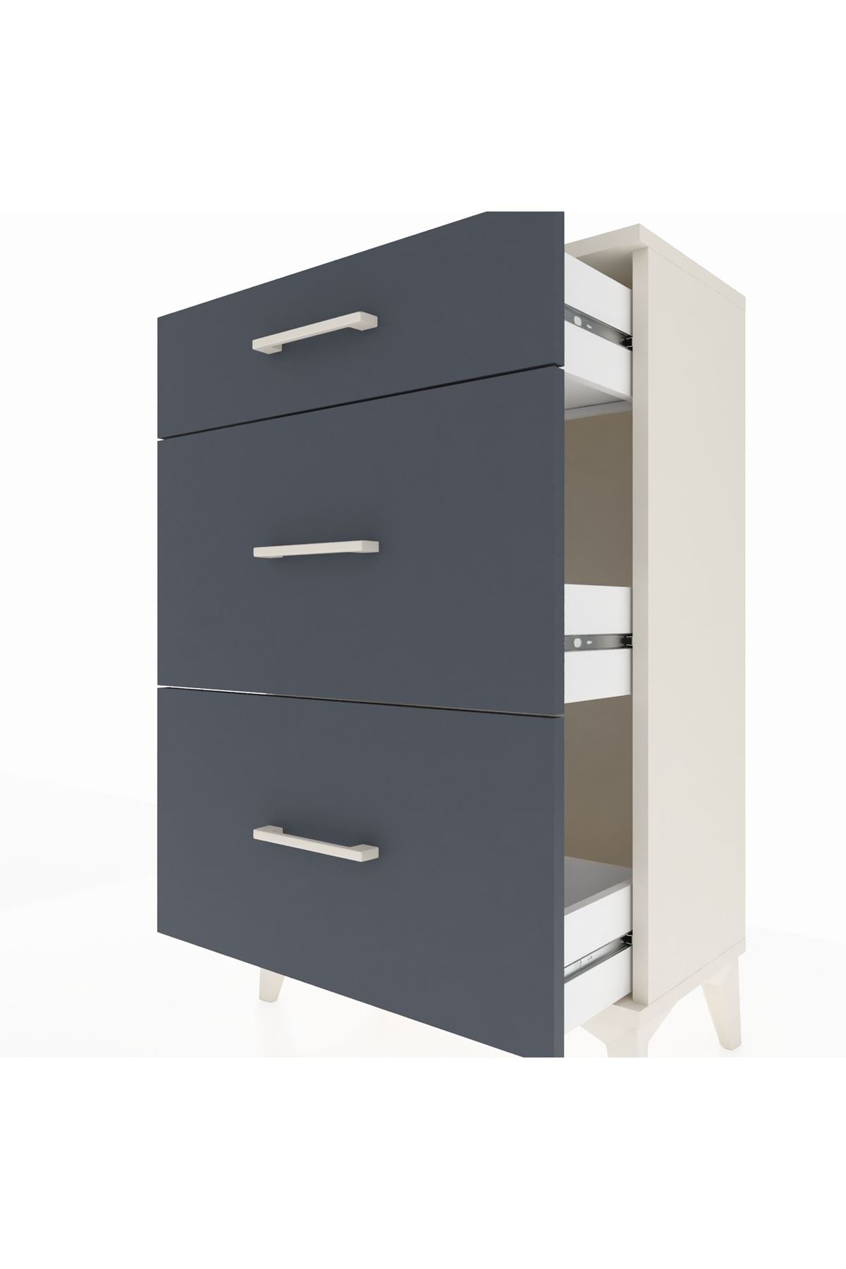 Arges Komodin 3 Çekmeceli 60x30x96 Aytaşı-Antrasit