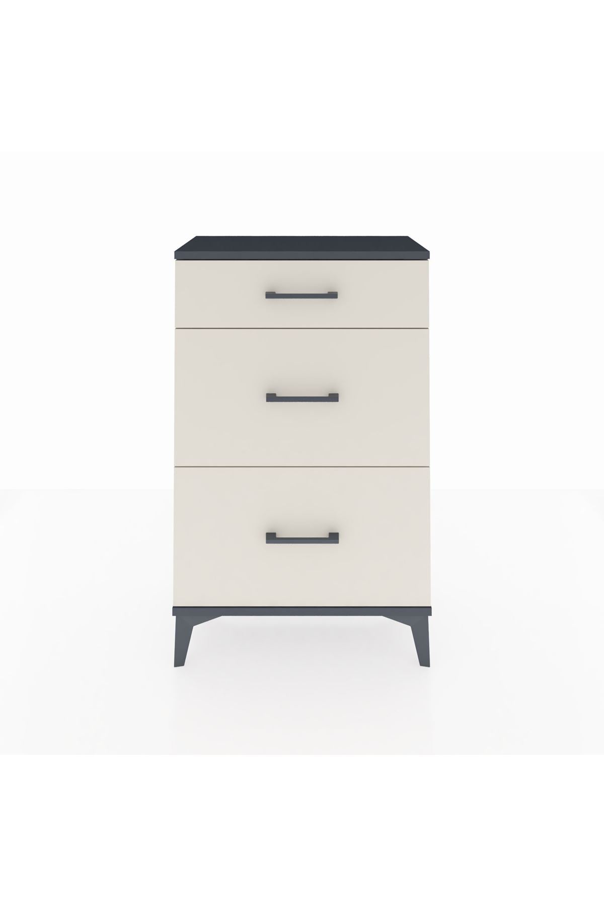 Arges Komodin 3 Çekmeceli 60x30x96 Antrasit-Aytaşı