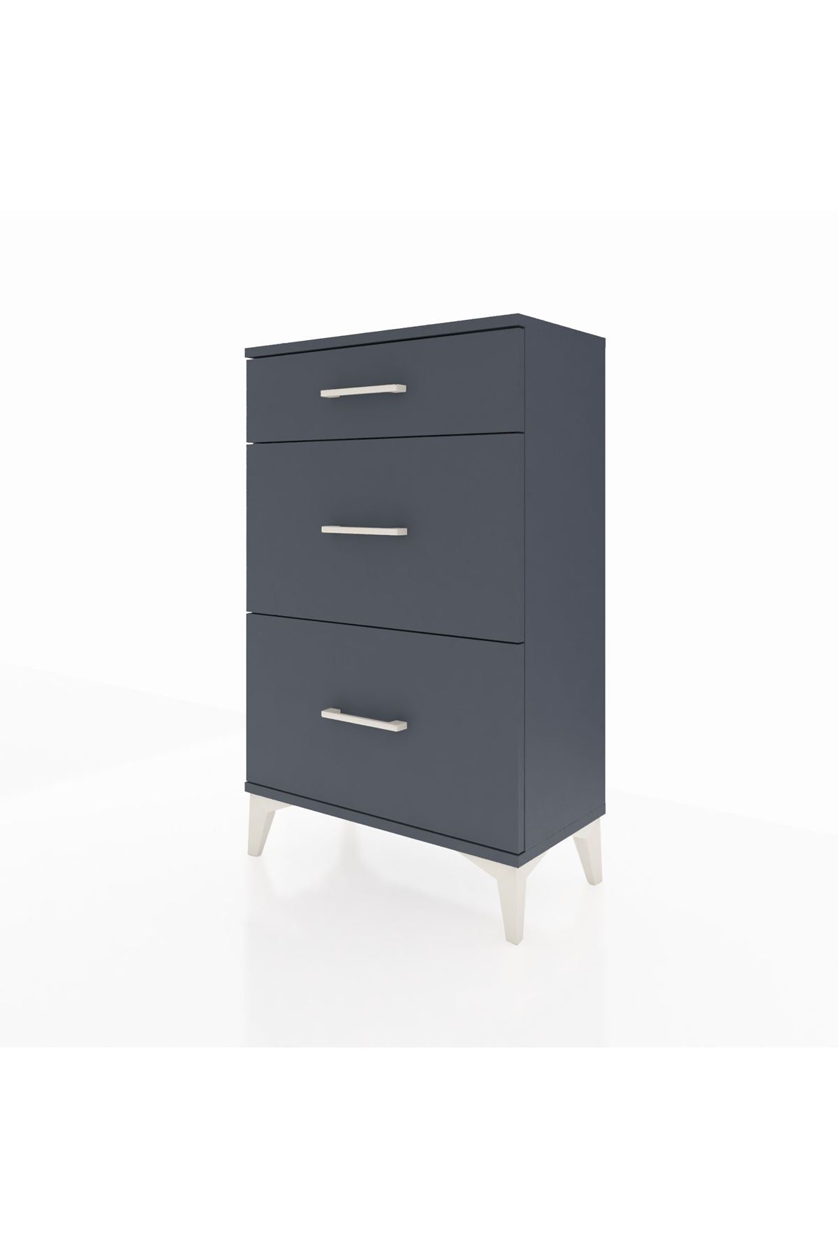 Arges Komodin 3 Çekmeceli 60x30x96 Antrasit-Antrasit