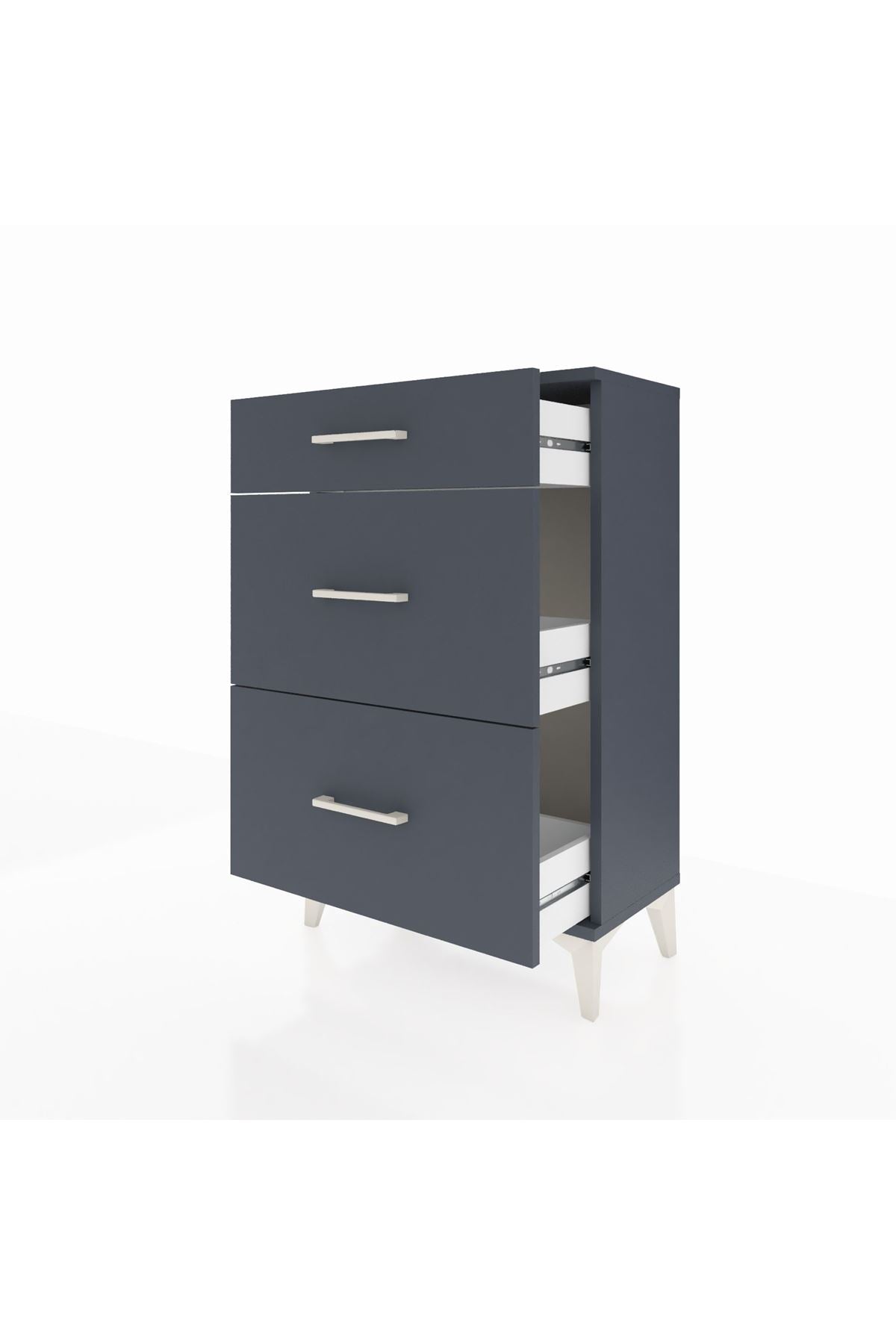 Arges Komodin 3 Çekmeceli 60x30x96 Antrasit-Antrasit