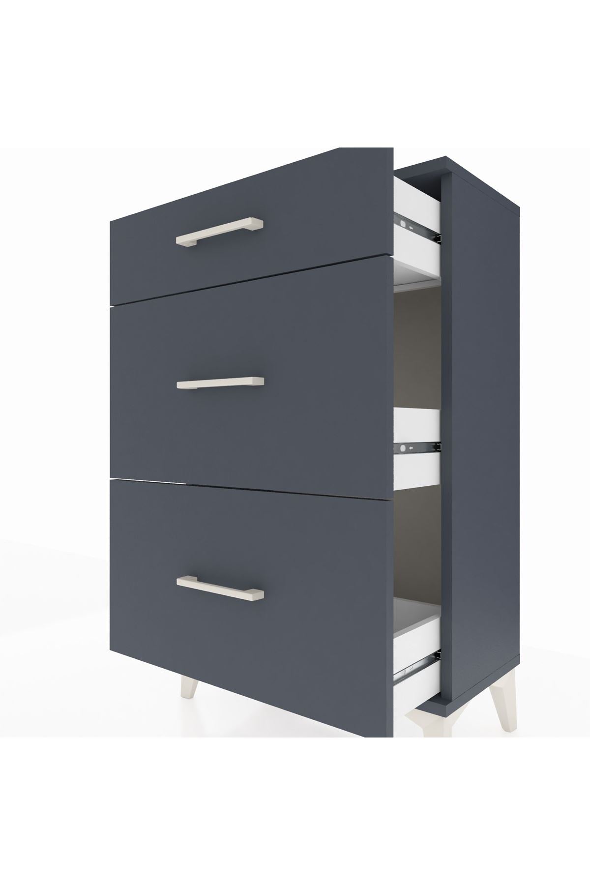 Arges Komodin 3 Çekmeceli 60x30x96 Antrasit-Antrasit