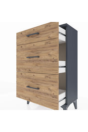 Arges Komodin 3 Çekmeceli 60x30x96 Antrasit-Çam