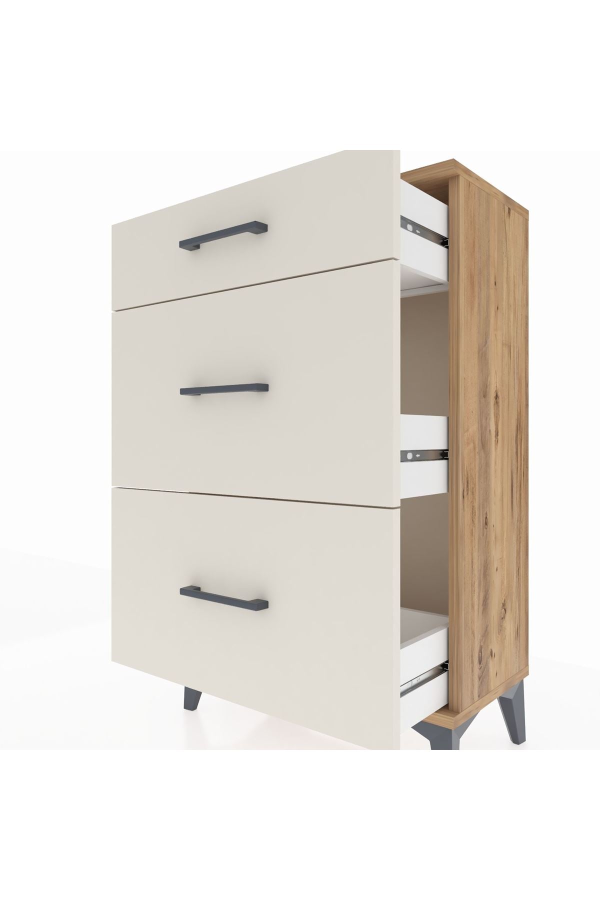 Arges Komodin 3 Çekmeceli 60x30x96 Çam-Aytaşı