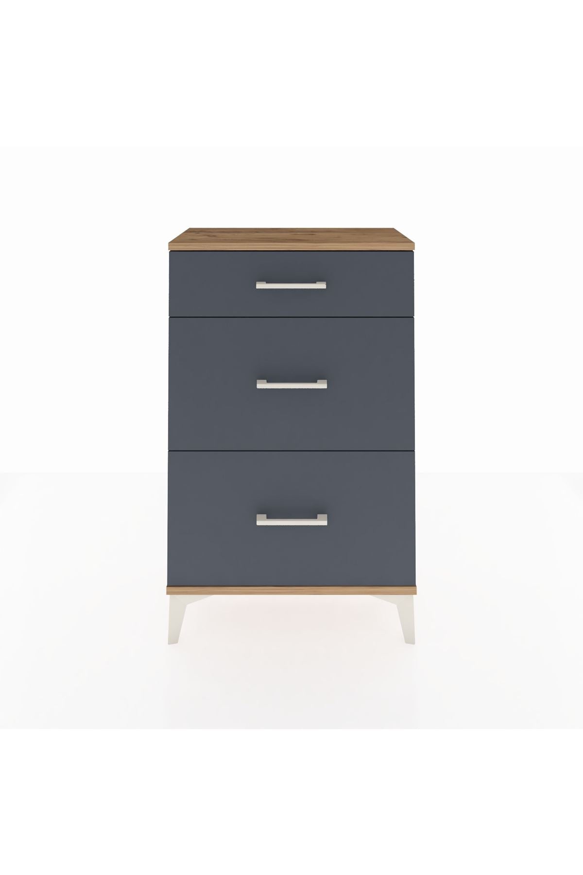 Arges Komodin 3 Çekmeceli 60x30x96 Çam-Antrasit