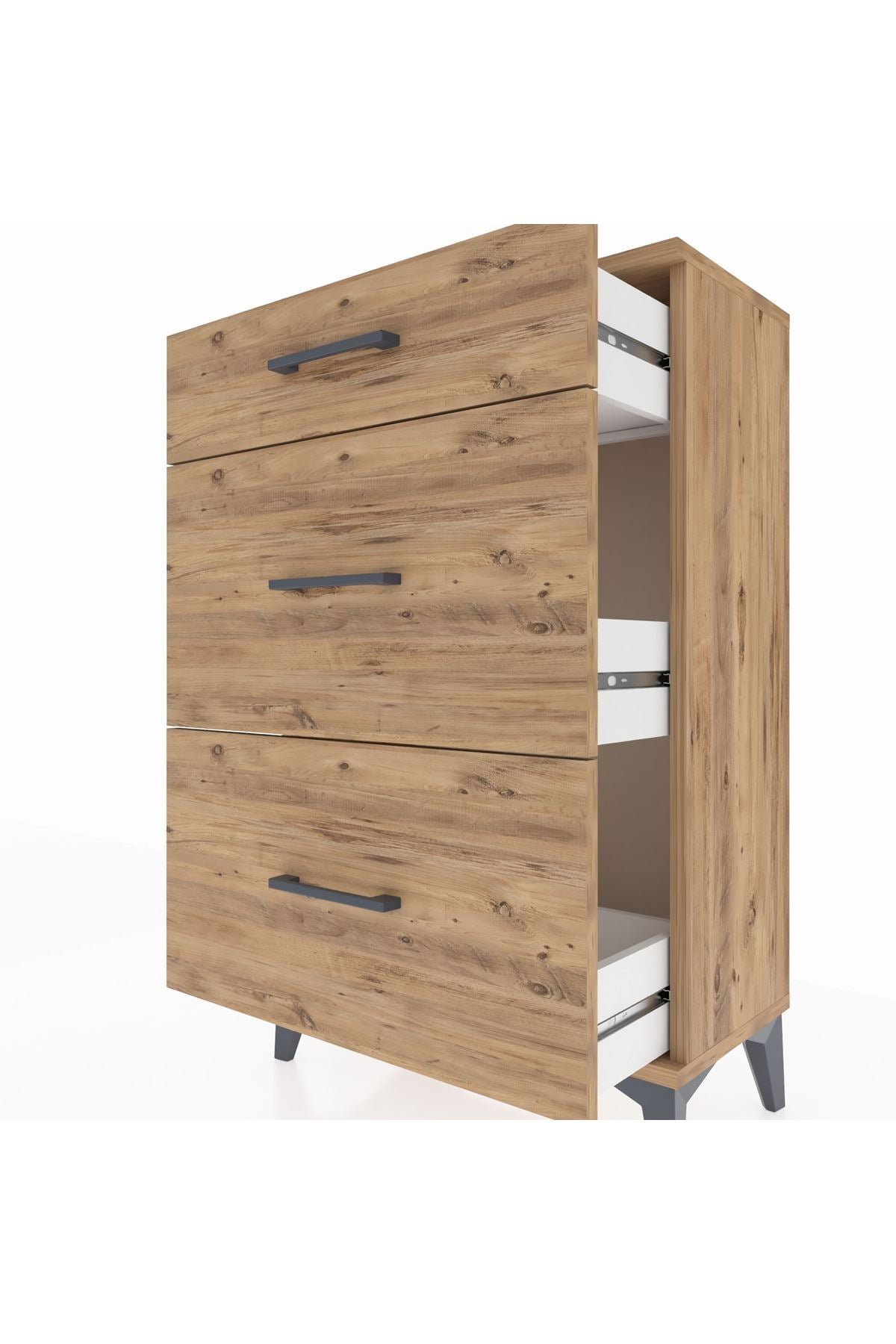 Arges Komodin 3 Çekmeceli 60x30x96 Çam-Çam