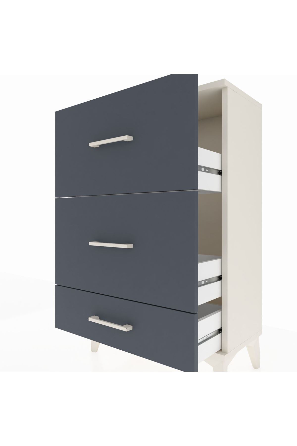 Arges Komodin 3 Çekmeceli 60x30x96 Aytaşı-Antrasit