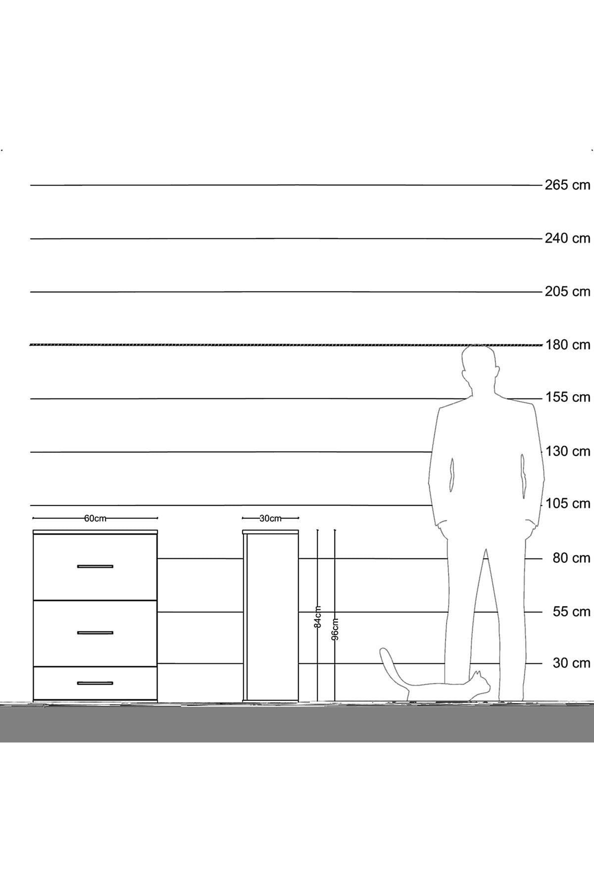 Arges Komodin 3 Çekmeceli 60x30x96 Aytaşı-Çam