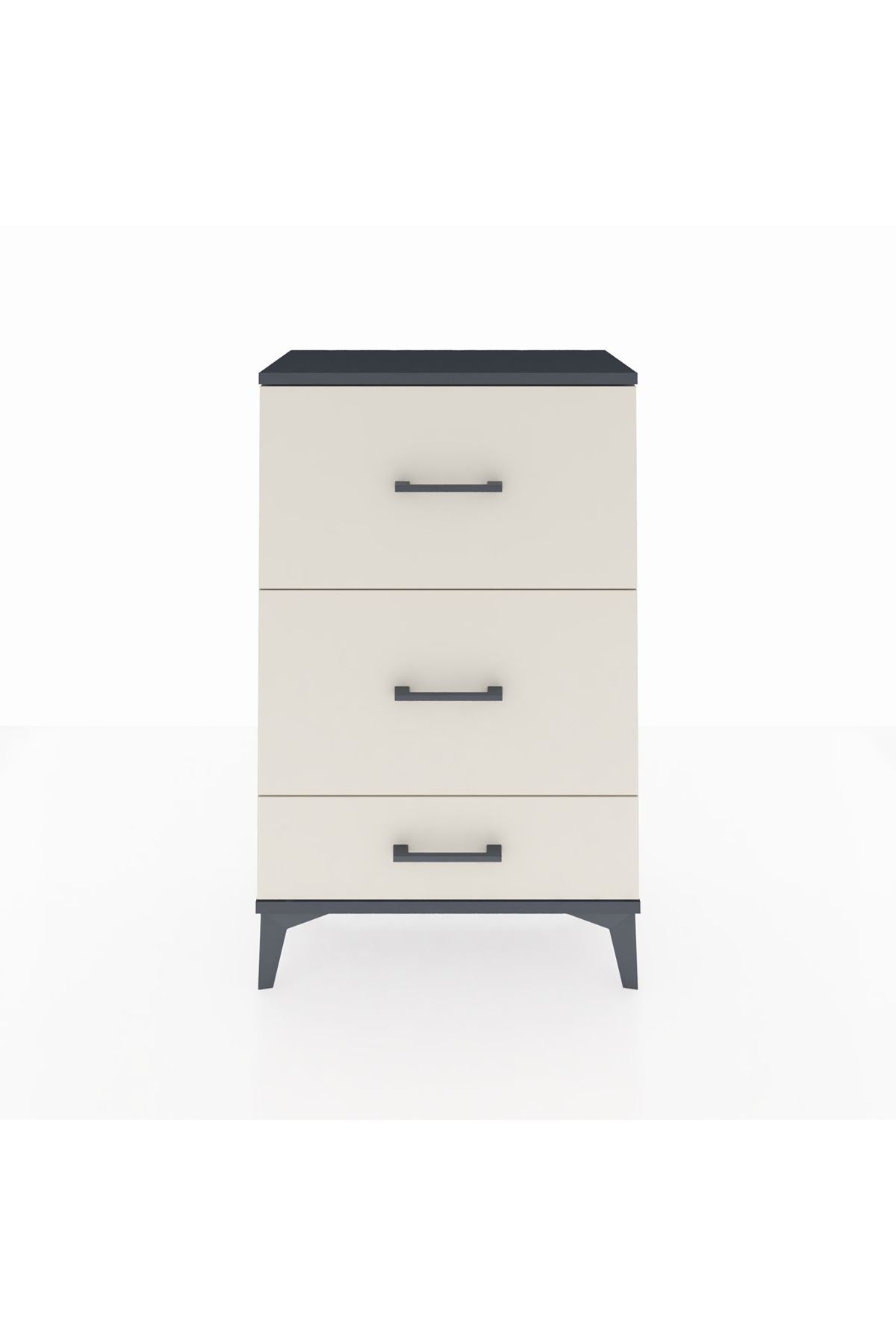 Arges Komodin 3 Çekmeceli 60x30x96 Antrasit-Aytaşı