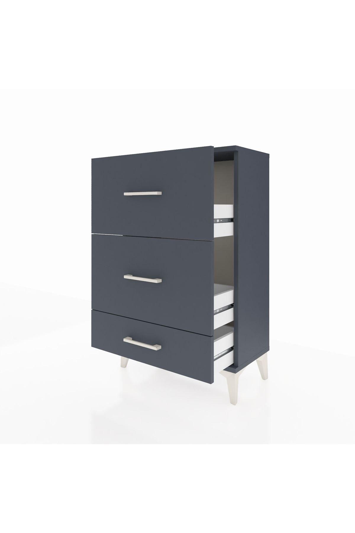 Arges Komodin 3 Çekmeceli 60x30x96 Antrasit-Antrasit