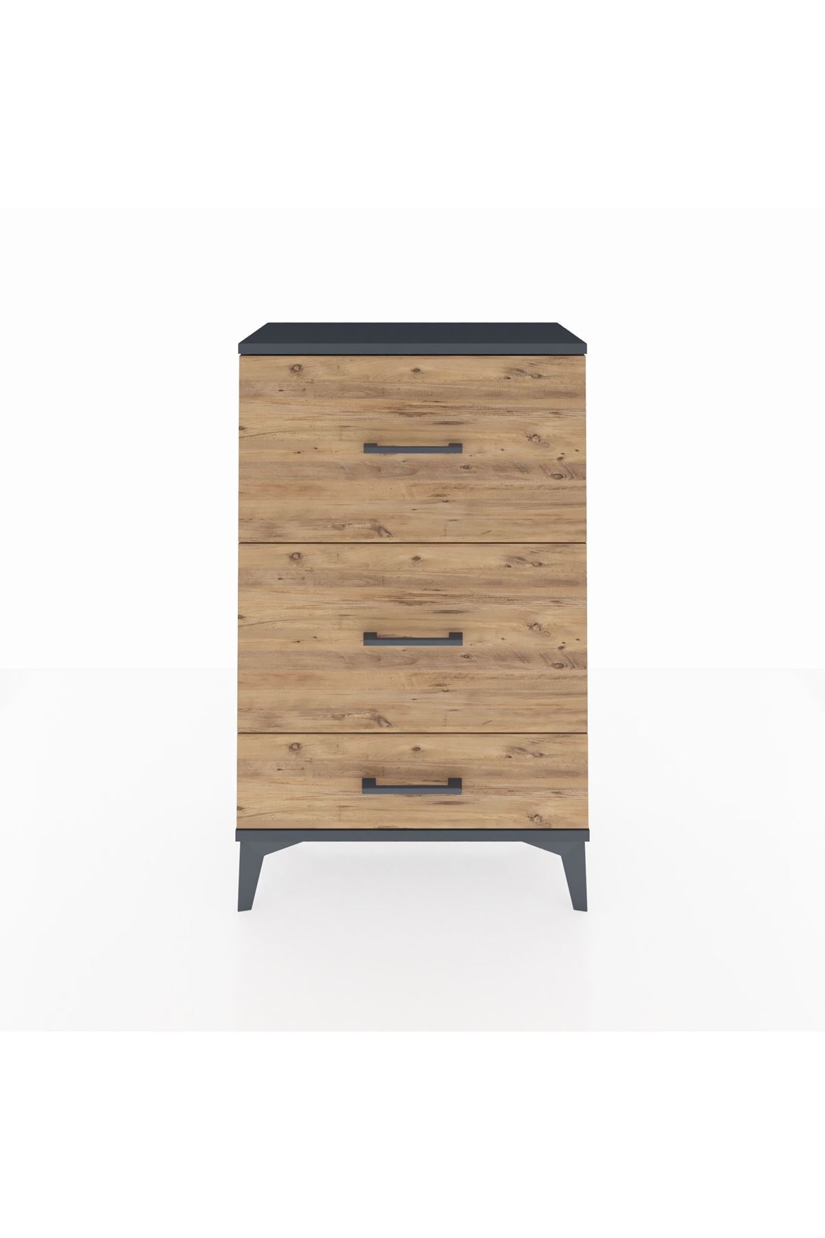 Arges Komodin 3 Çekmeceli 60x30x96 Antrasit-Çam