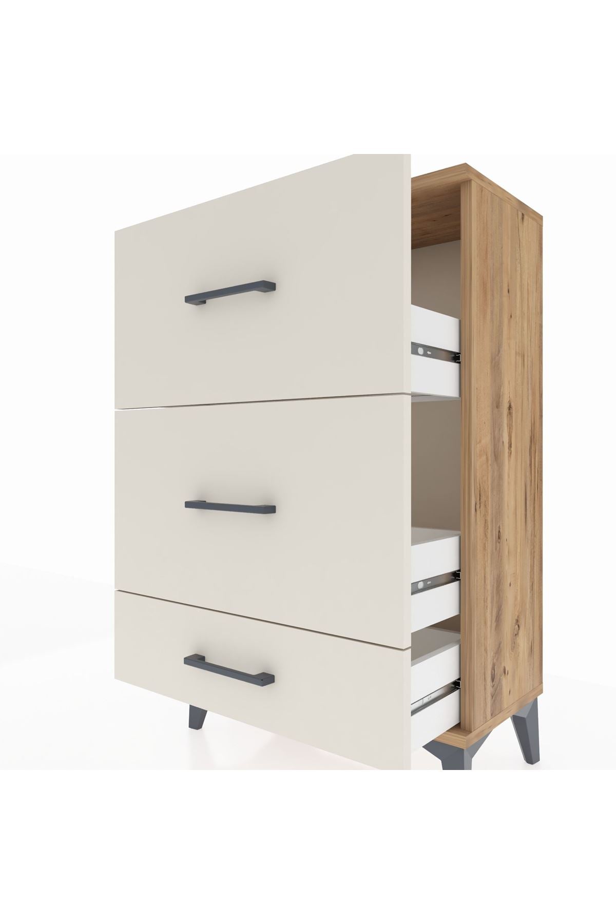 Arges Komodin 3 Çekmeceli 60x30x96 Çam-Aytaşı