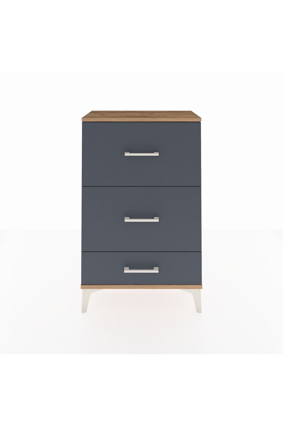 Arges Komodin 3 Çekmeceli 60x30x96 Çam-Antrasit