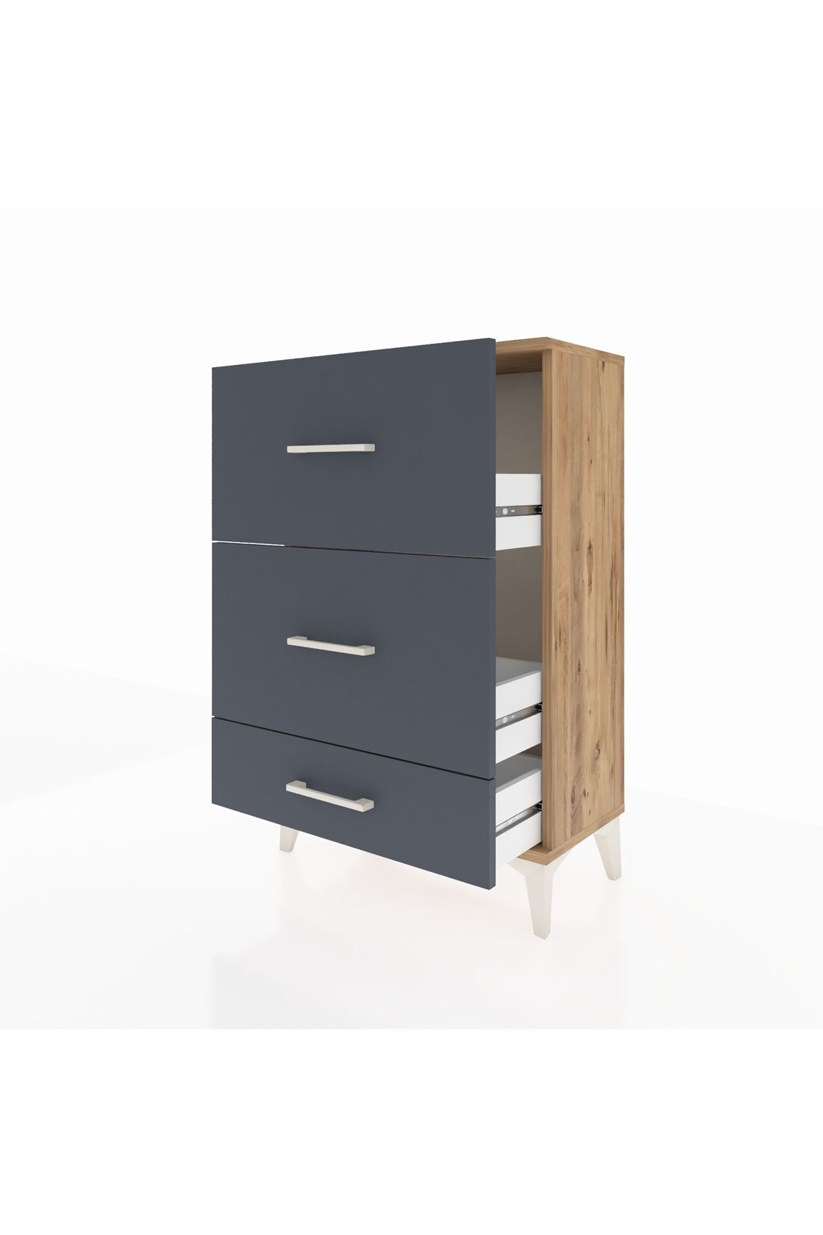 Arges Komodin 3 Çekmeceli 60x30x96 Çam-Antrasit