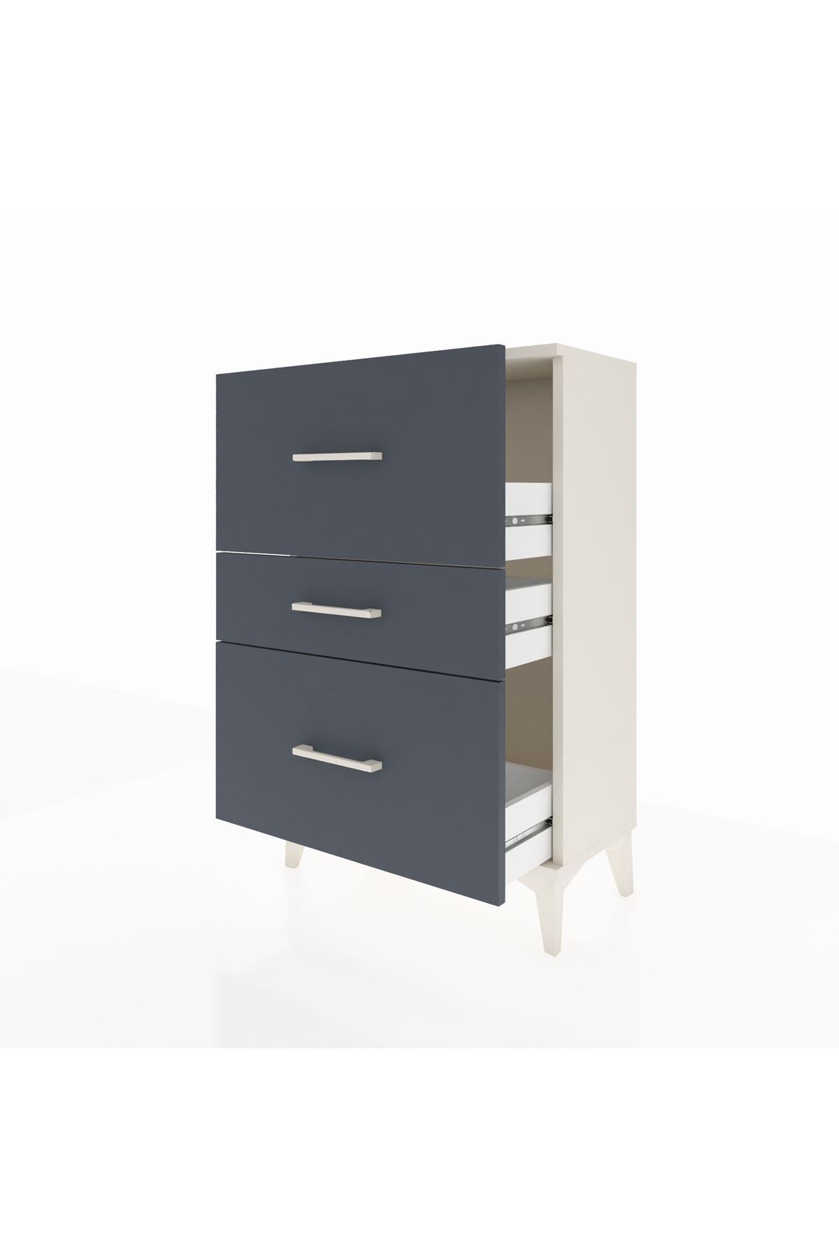 Arges Komodin 3 Çekmeceli 60x30x96 Aytaşı-Antrasit