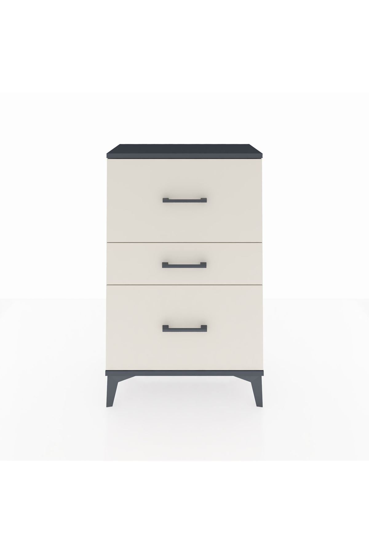 Arges Komodin 3 Çekmeceli 60x30x96 Antrasit-Aytaşı