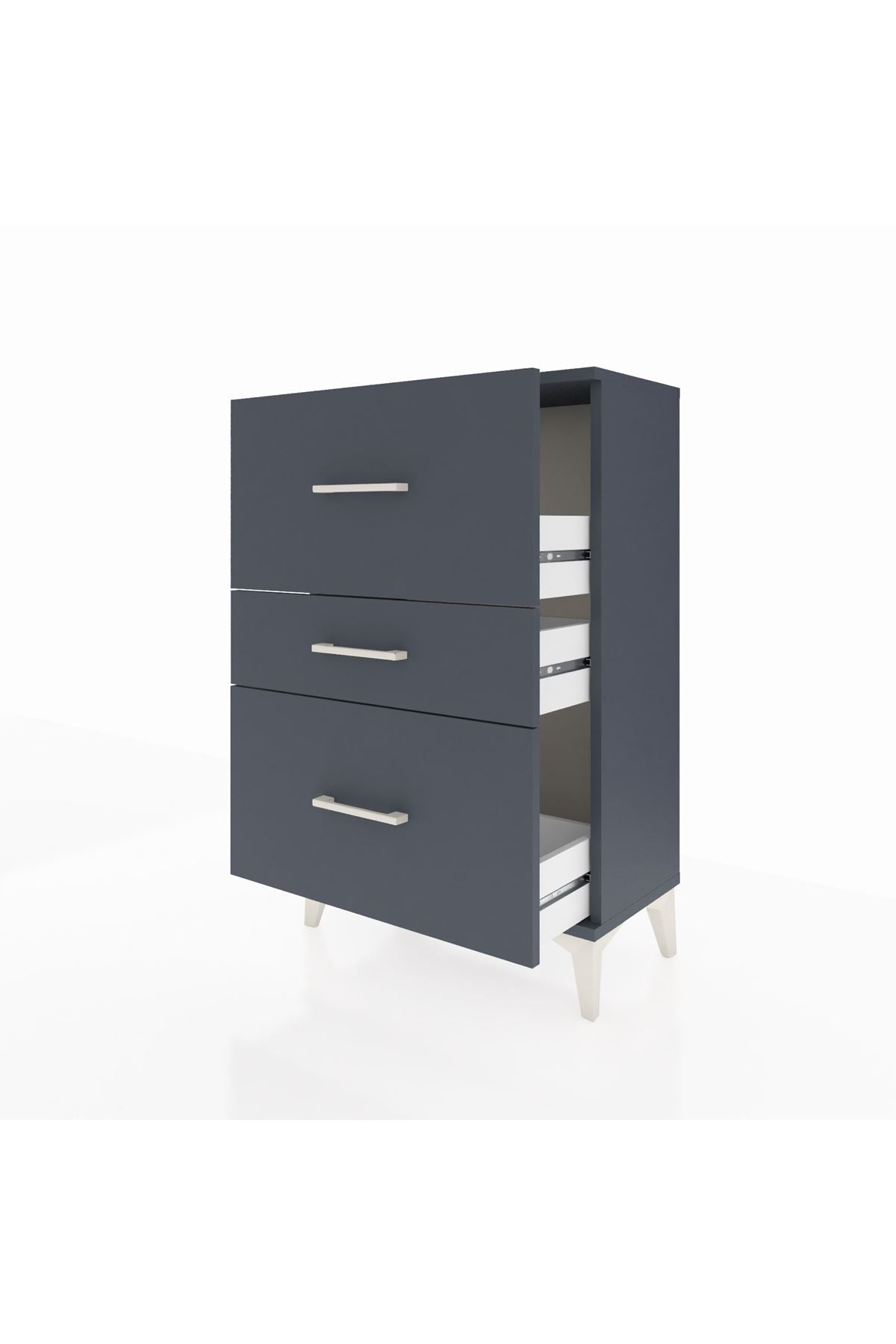 Arges Komodin 3 Çekmeceli 60x30x96 Antrasit-Antrasit