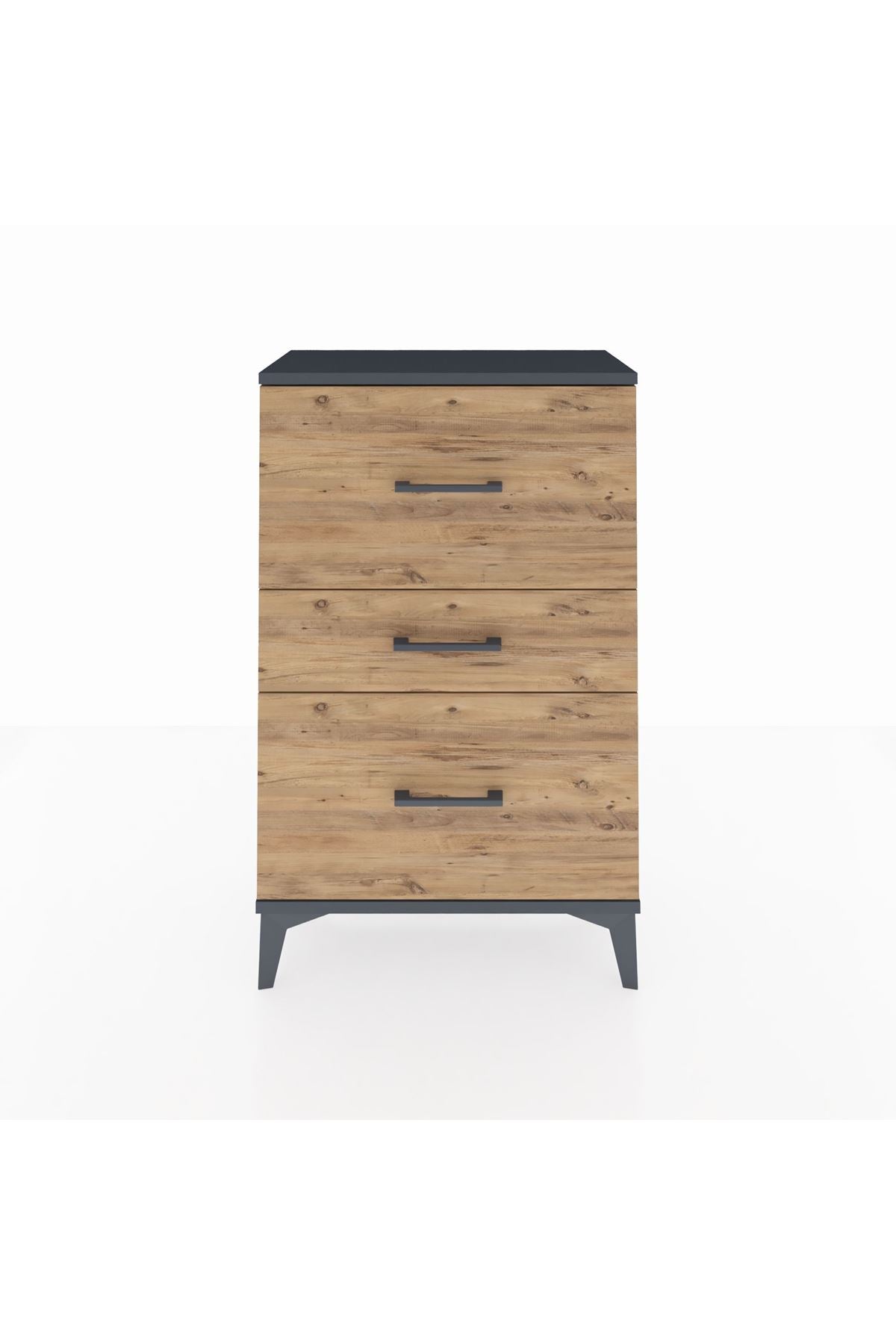 Arges Komodin 3 Çekmeceli 60x30x96 Antrasit-Çam