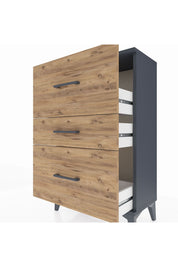 Arges Komodin 3 Çekmeceli 60x30x96 Antrasit-Çam