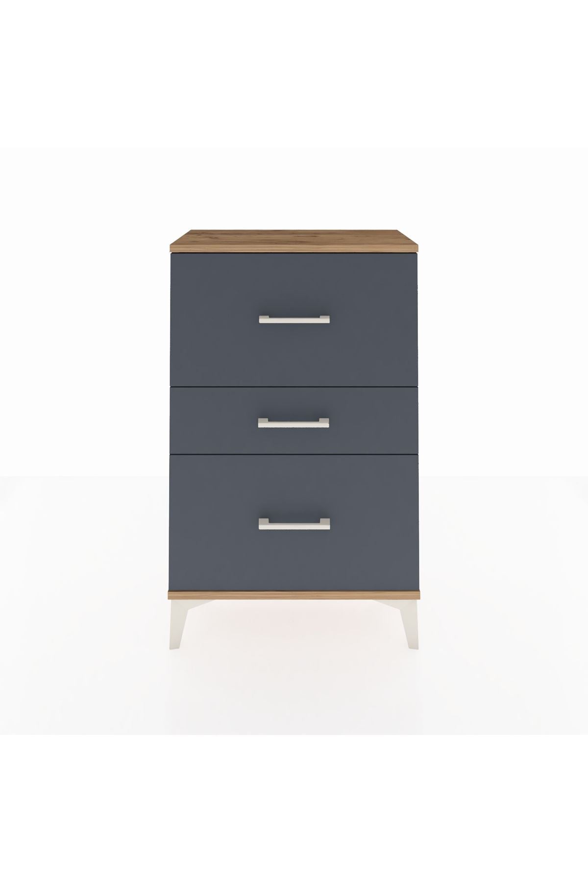 Arges Komodin 3 Çekmeceli 60x30x96 Çam-Antrasit