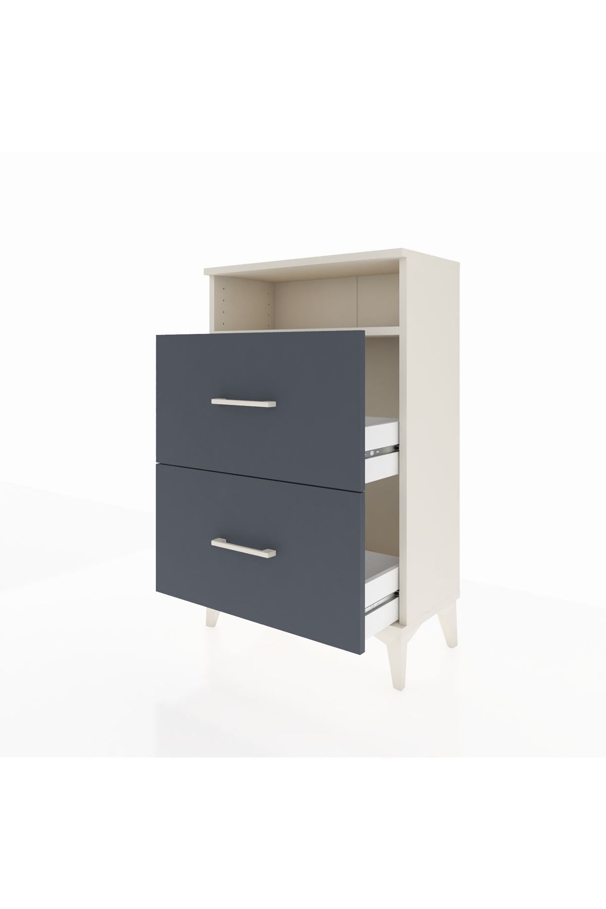 Arges Komodin Tek Raflı 2 Çekmeceli 60x30x96 Aytaşı-Antrasit