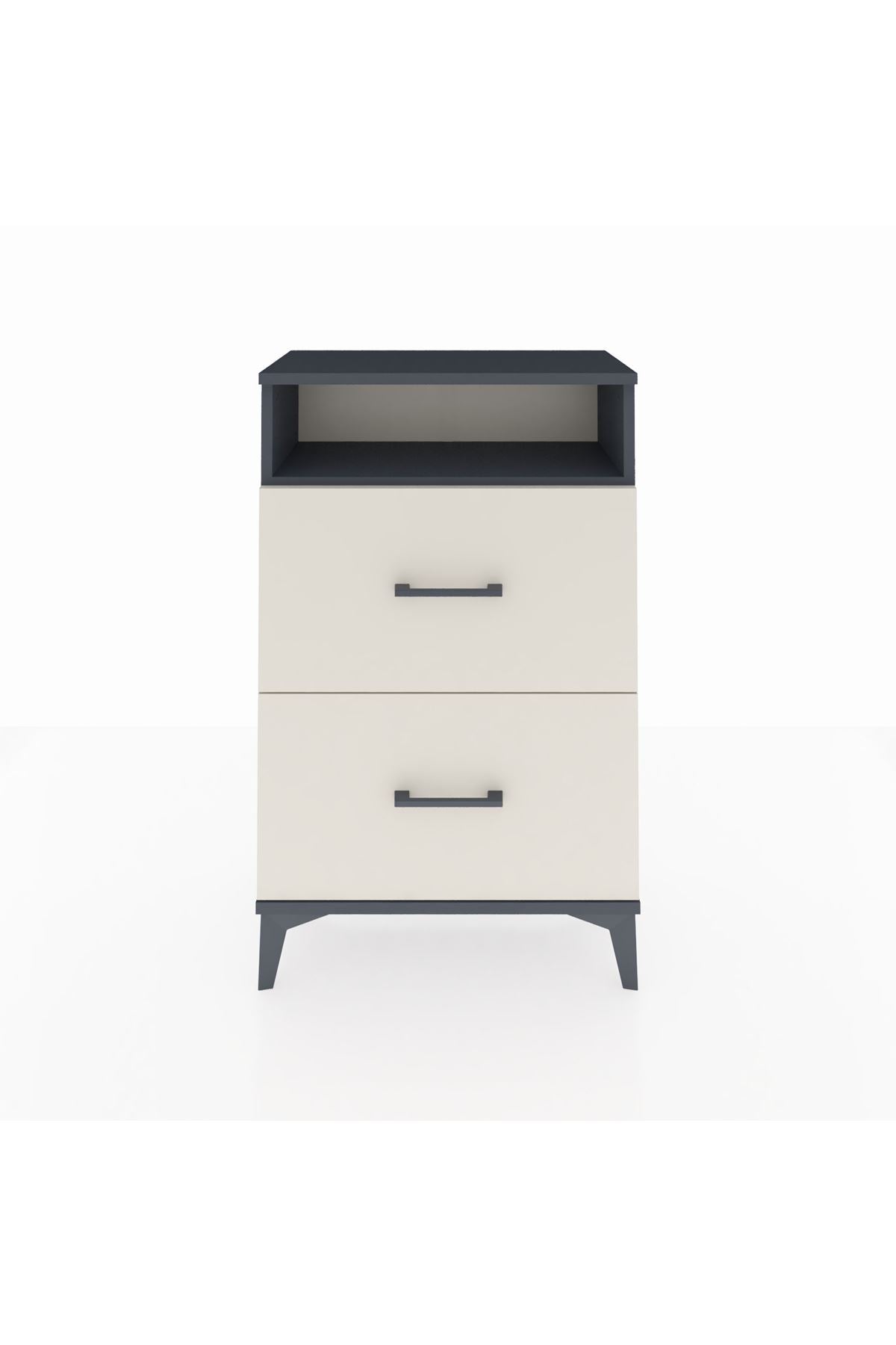 Arges Komodin Tek Raflı 2 Çekmeceli 60x30x96 Antrasit-Aytaşı