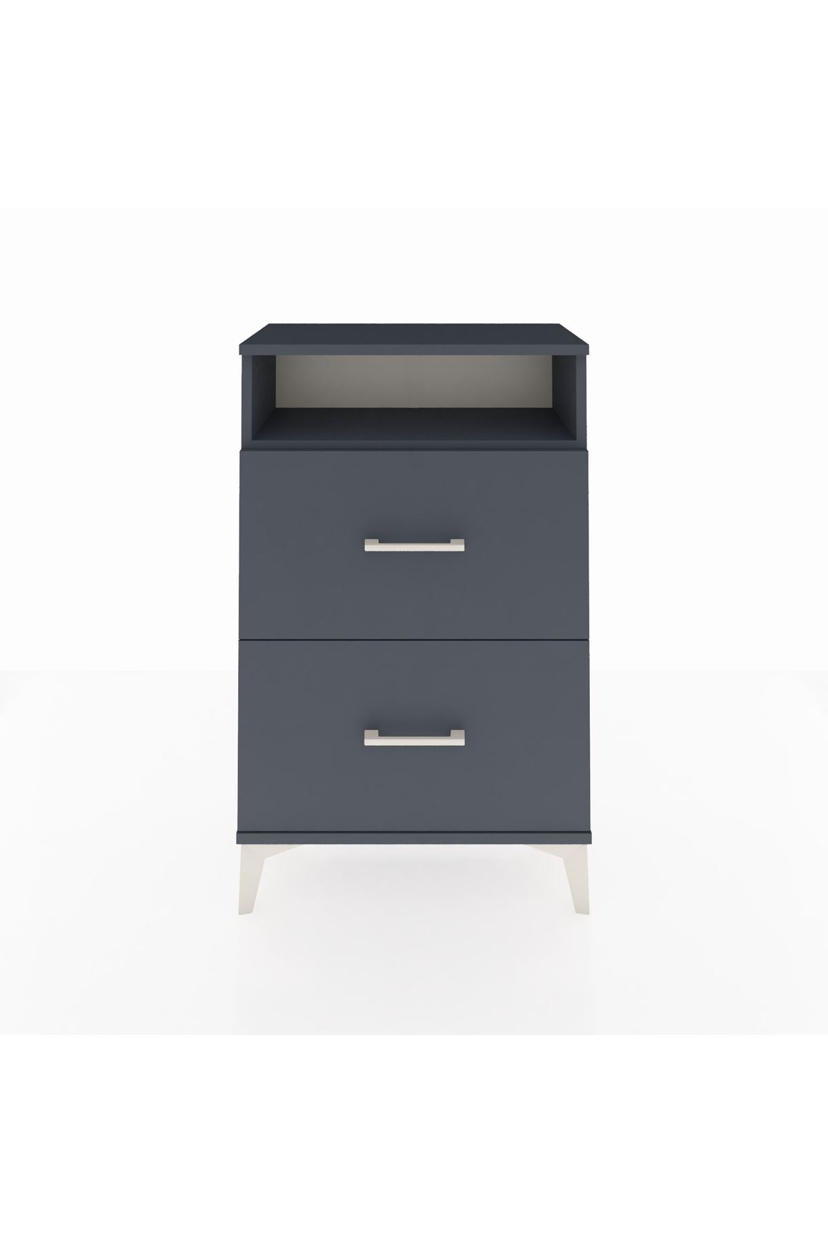 Arges Komodin Tek Raflı 2 Çekmeceli 60x30x96 Antrasit-Antrasit