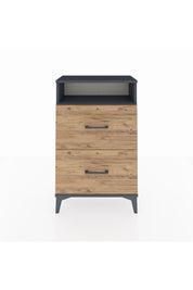 Arges Komodin Tek Raflı 2 Çekmeceli 60x30x96 Antrasit-Çam