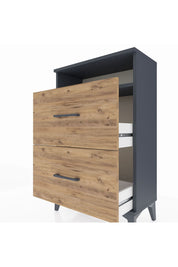 Arges Komodin Tek Raflı 2 Çekmeceli 60x30x96 Antrasit-Çam