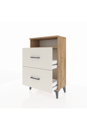 Arges Komodin Tek Raflı 2 Çekmeceli 60x30x96 Çam-Aytaşı