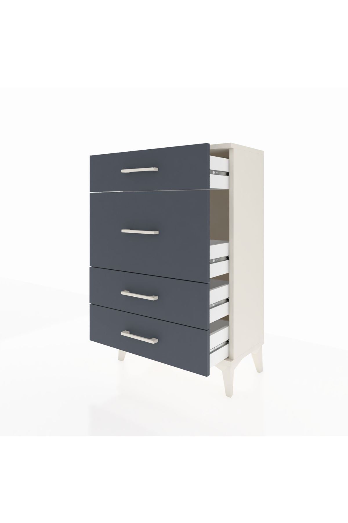 Arges Komodin 4 Çekmeceli 60x30x96 Aytaşı-Antrasit