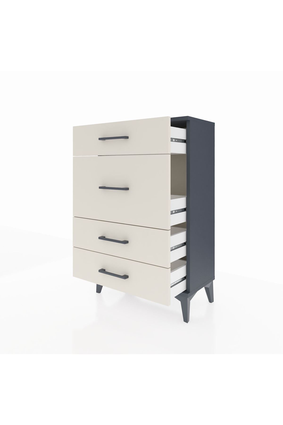 Arges Komodin 4 Çekmeceli 60x30x96 Antrasit-Aytaşı