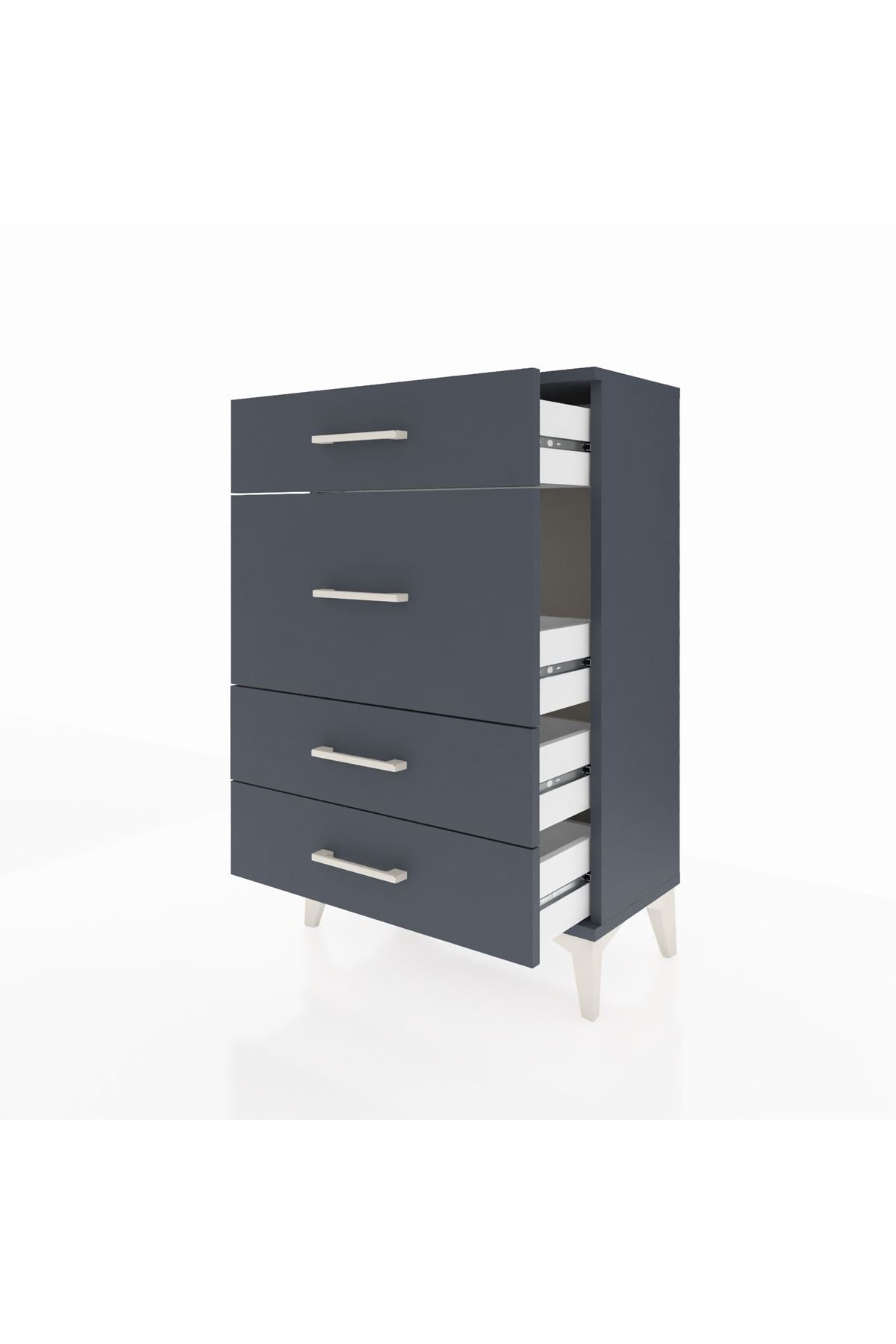 Arges Komodin 4 Çekmeceli 60x30x96 Antrasit-Antrasit