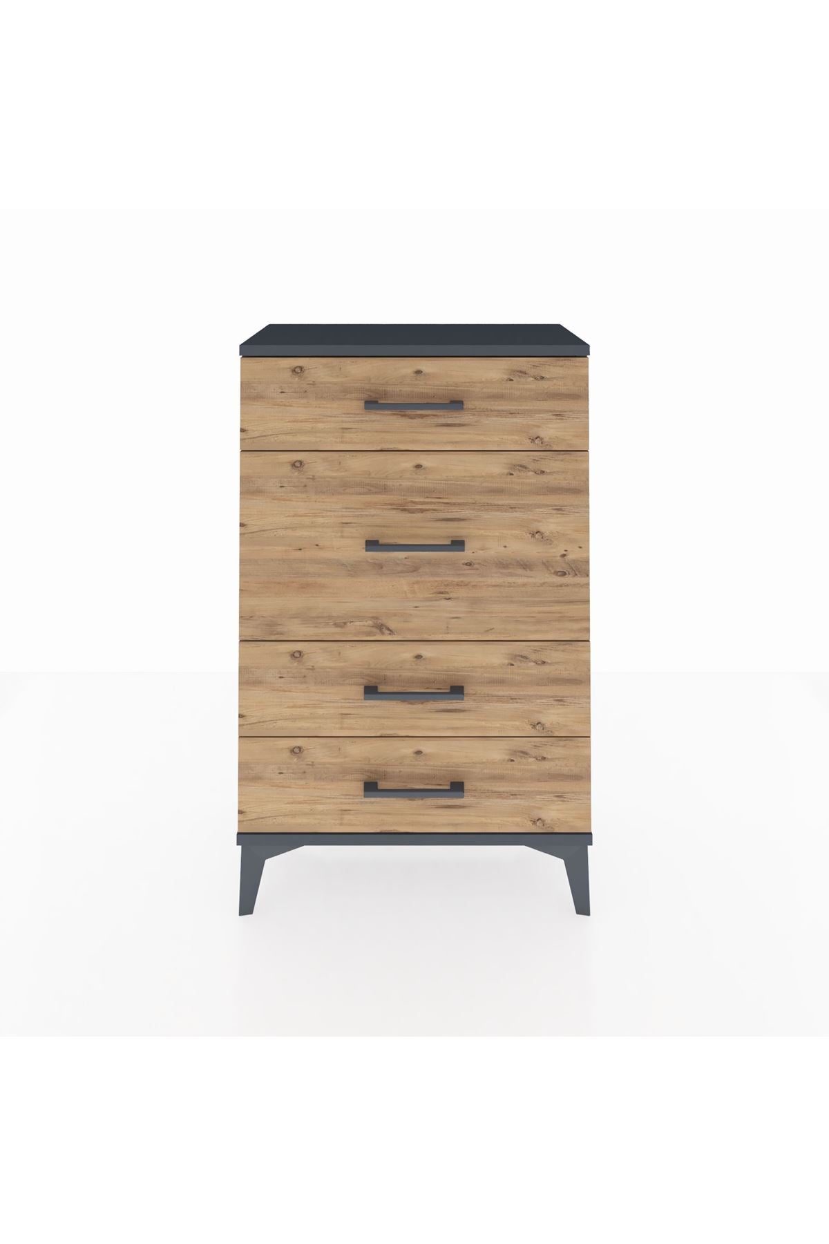 Arges Komodin 4 Çekmeceli 60x30x96 Antrasit-Çam