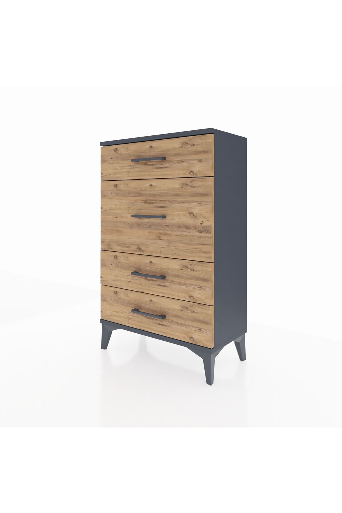 Arges Komodin 4 Çekmeceli 60x30x96 Antrasit-Çam