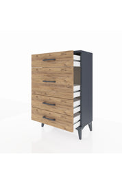 Arges Komodin 4 Çekmeceli 60x30x96 Antrasit-Çam