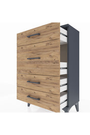 Arges Komodin 4 Çekmeceli 60x30x96 Antrasit-Çam