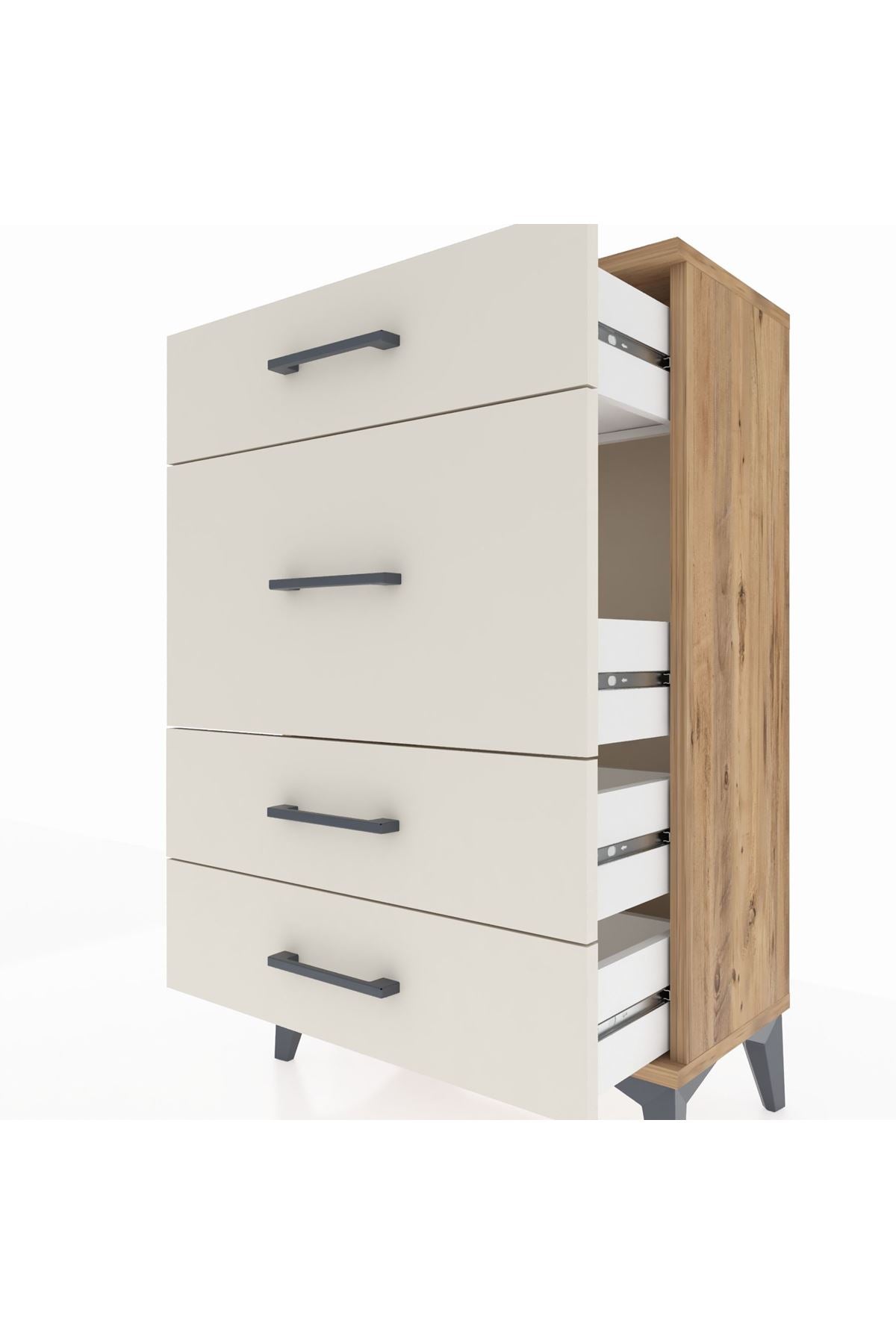 Arges Komodin 4 Çekmeceli 60x30x96 Çam-Aytaşı