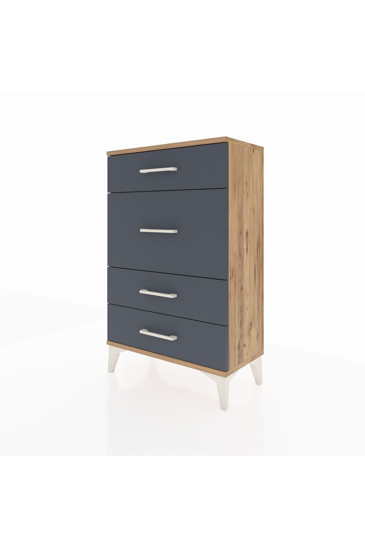 Arges Komodin 4 Çekmeceli 60x30x96 Çam-Antrasit