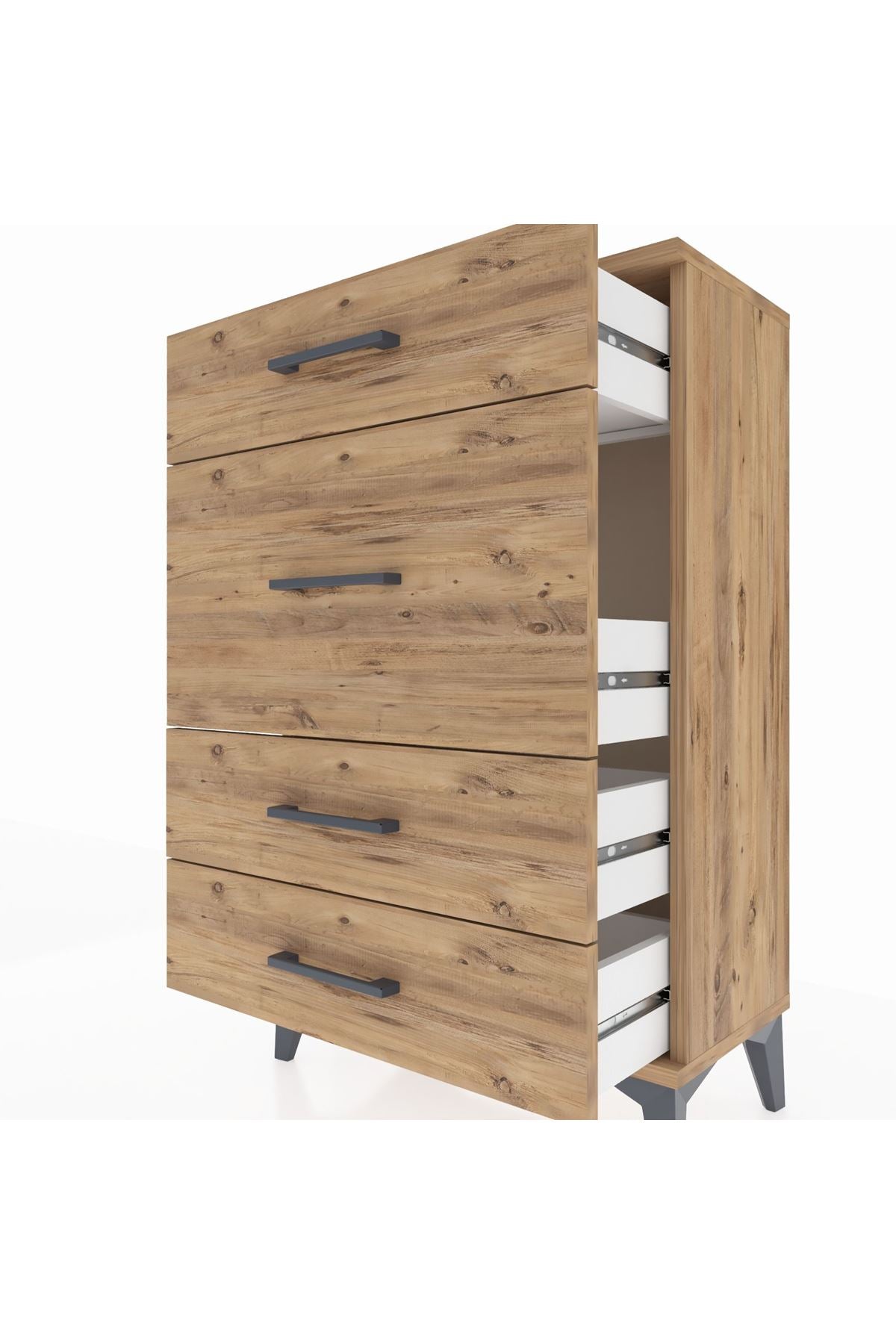 Arges Komodin 4 Çekmeceli 60x30x96 Çam-Çam