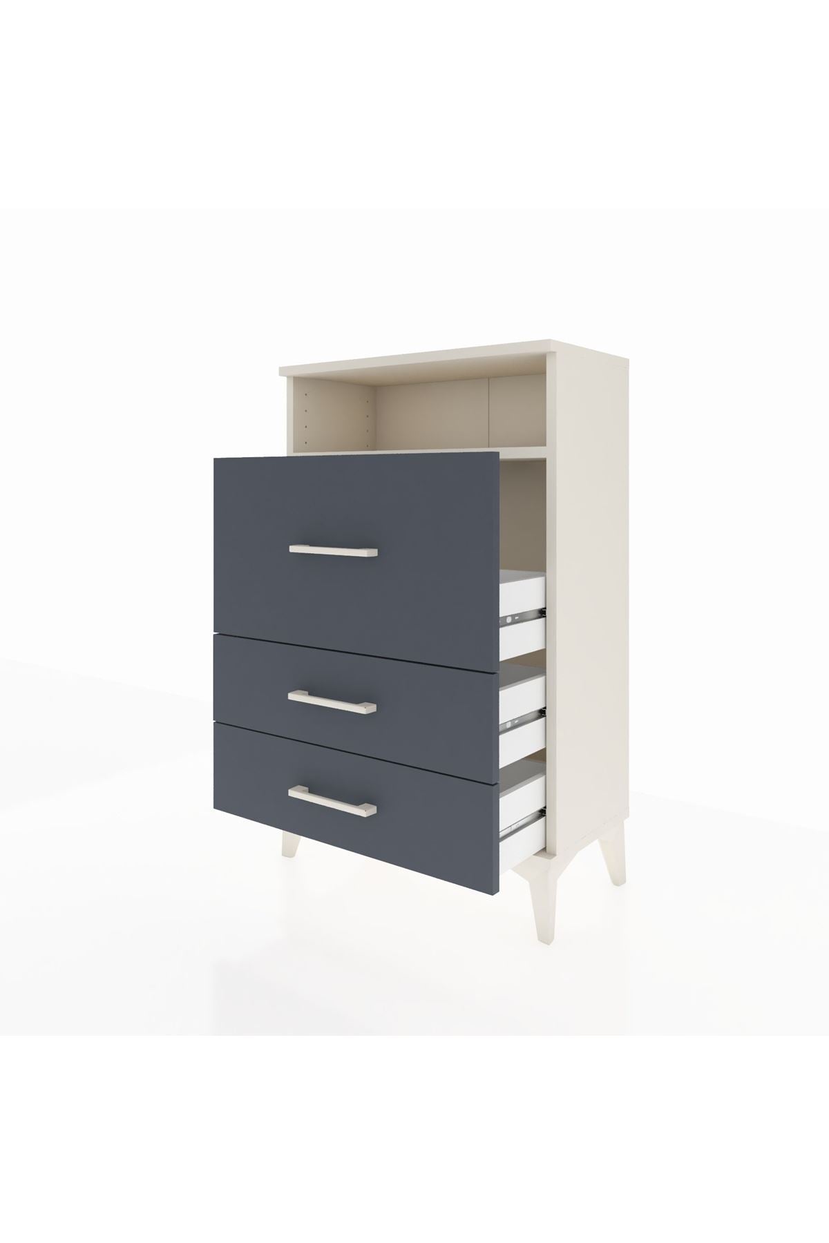 Arges Komodin Tek Raflı 3 Çekmeceli 60x30x96 Aytaşı-Antrasit