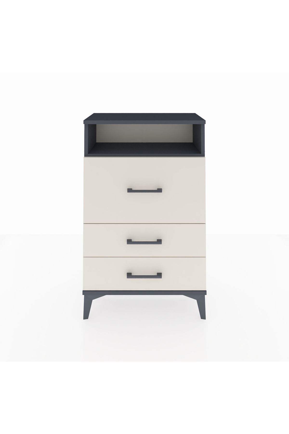 Arges Komodin Tek Raflı 3 Çekmeceli 60x30x96 Antrasit-Aytaşı