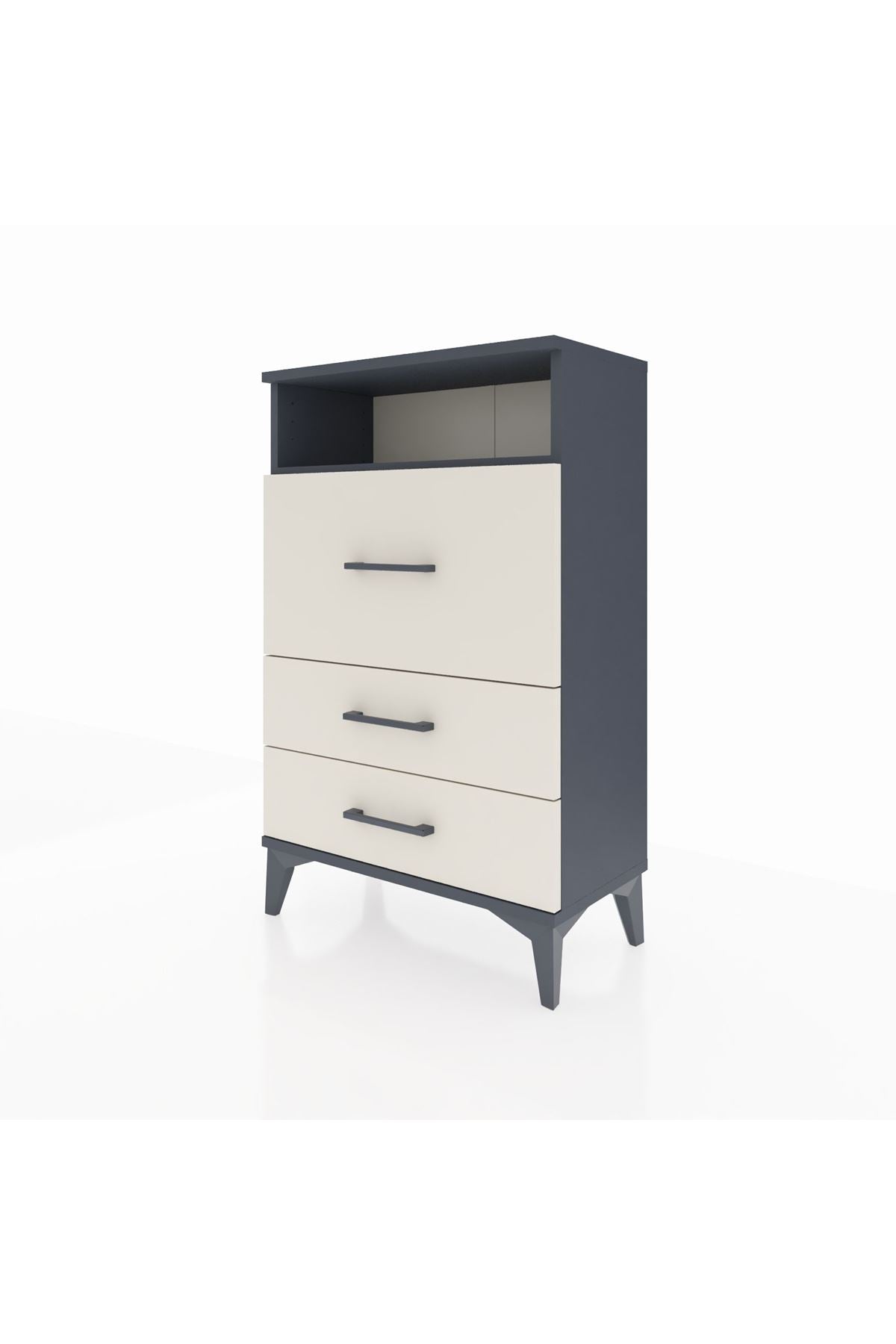 Arges Komodin Tek Raflı 3 Çekmeceli 60x30x96 Antrasit-Aytaşı