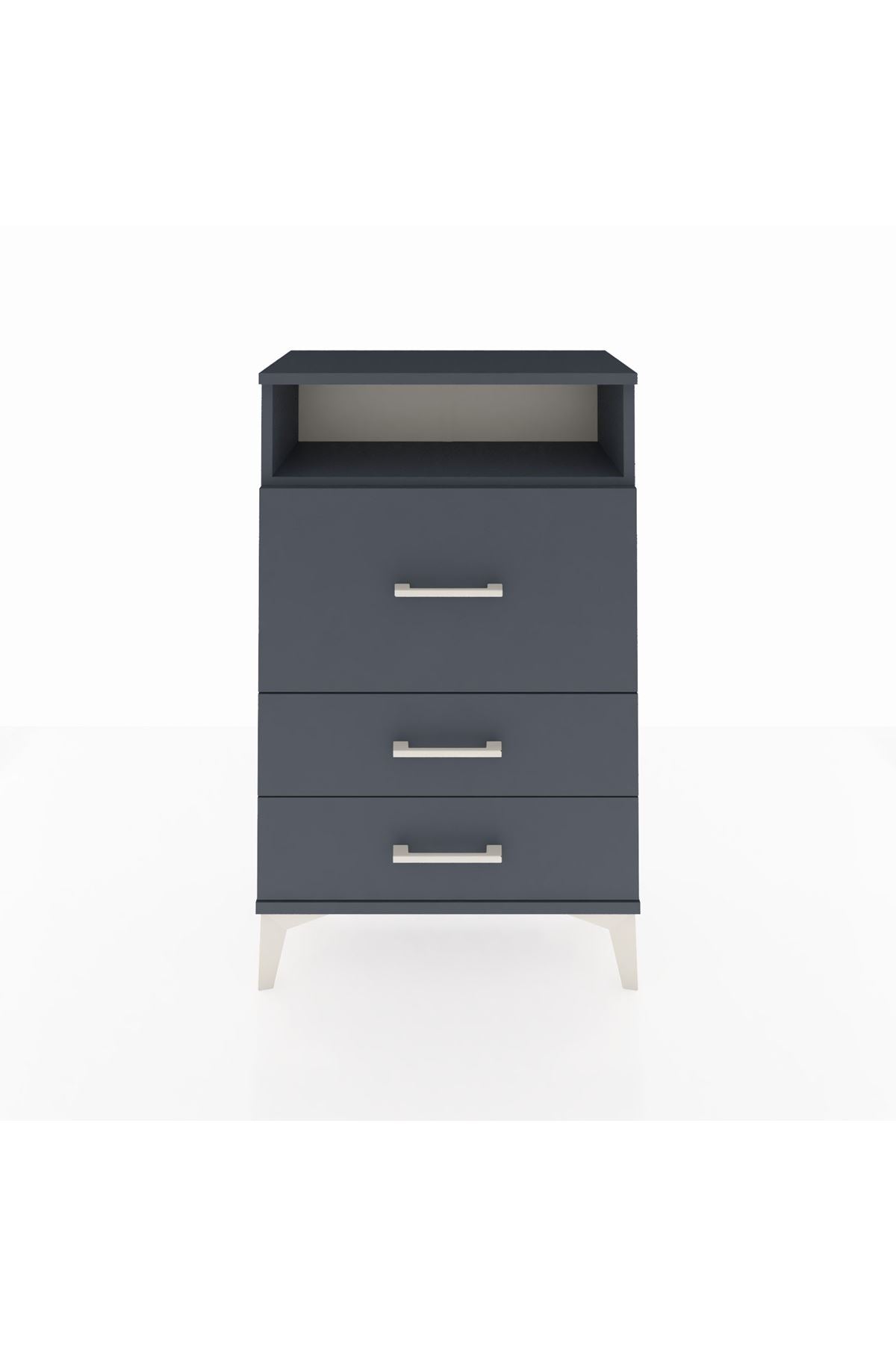 Arges Komodin Tek Raflı 3 Çekmeceli 60x30x96 Antrasit-Antrasit