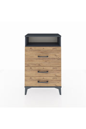 Arges Komodin Tek Raflı 3 Çekmeceli 60x30x96 Antrasit-Çam