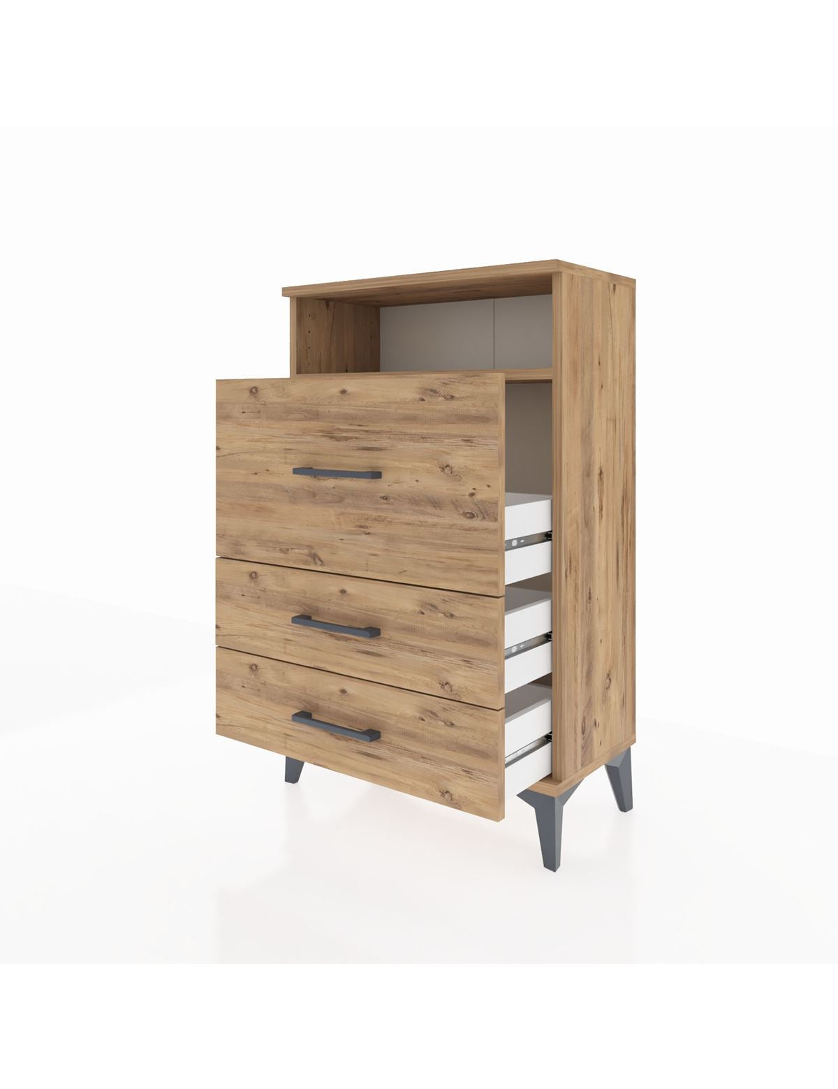 Arges Komodin Tek Raflı 3 Çekmeceli 60x30x96 - S14M016V9A